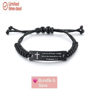 Adjustable Stainless Steel Bible Verse ID Bracelet, Inspirational Christian Gift